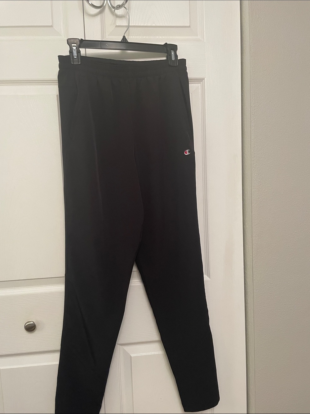 Champion Black Sweatpants with Iconic C Logo Three Pockets Reflective Area
